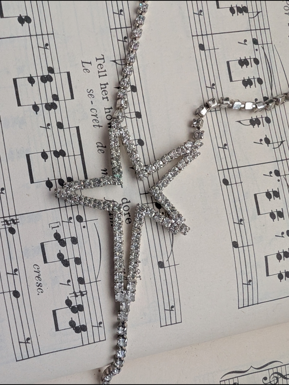 Silver Star Lariat Necklace - Sparkling Rhodium-Plated Y Drop Simon Chang - Picture 9 of 11
